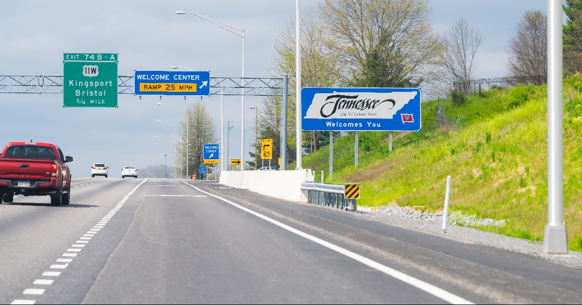 welcome center exit sign on highway in Virginia