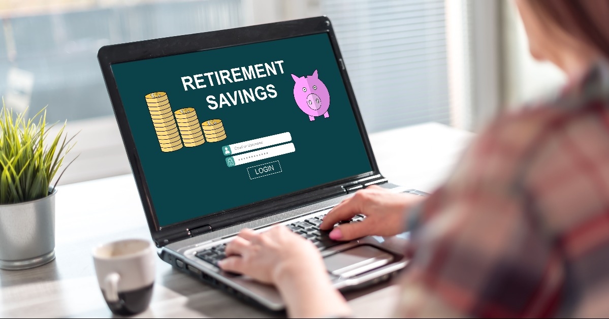 retirement savings concept on a laptop screen