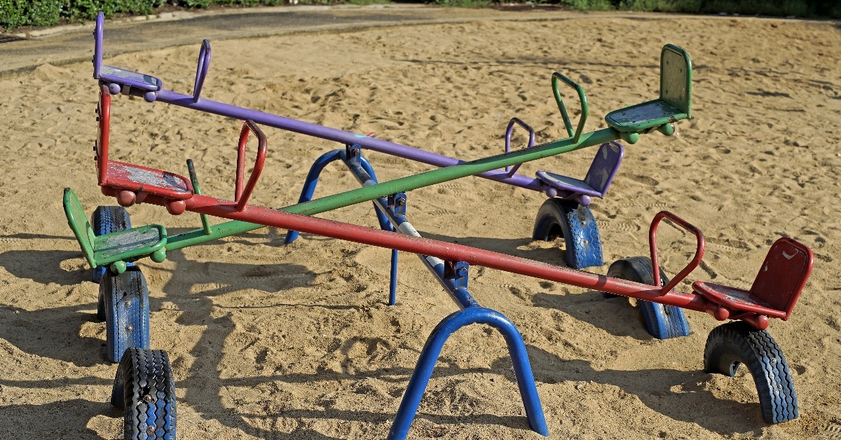 old seesaw in kids playground