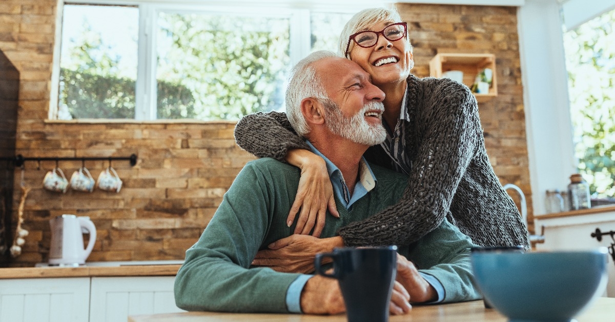 romantic senior couple
