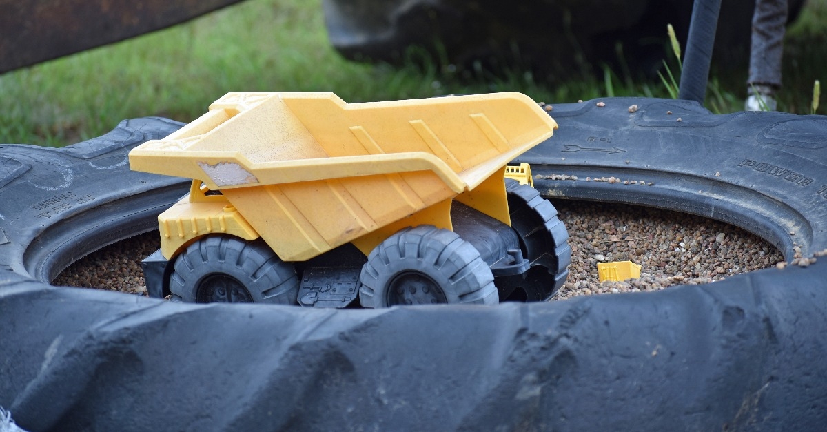 toy truck in tire