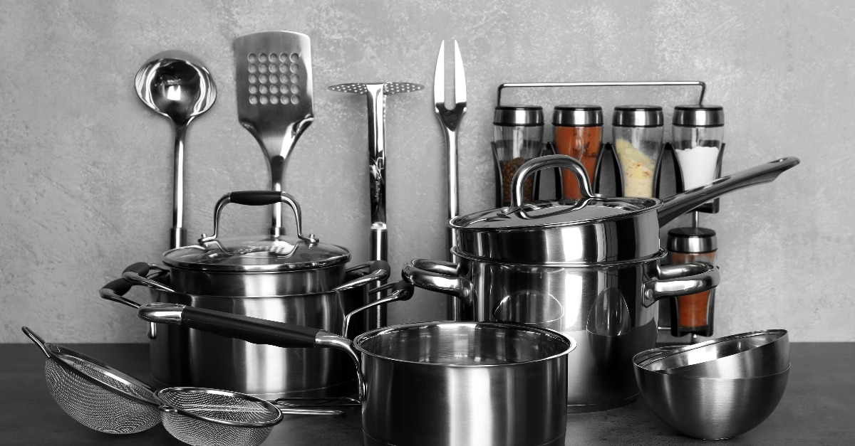 Utensils for cooking classes on table in kitchen