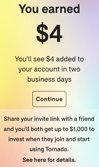 Tornado screenshot learn and earn program
