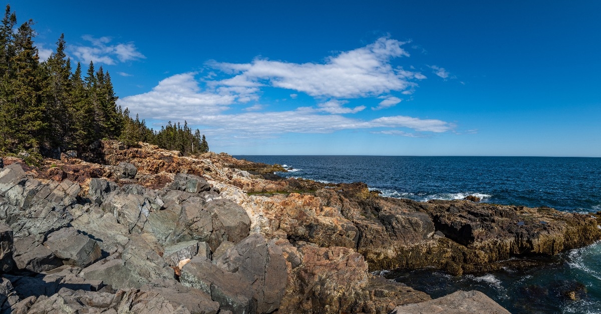 blue sky and white clouds in Acadia National Park
