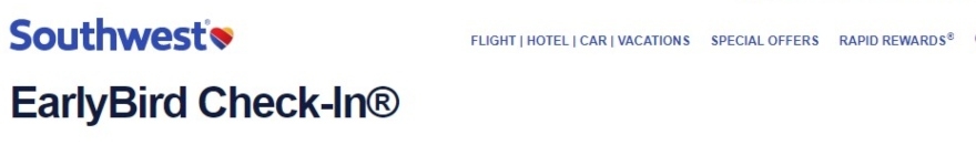 Southwest EarlyBird website