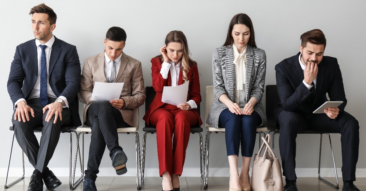 Young people waiting for job interview indoors