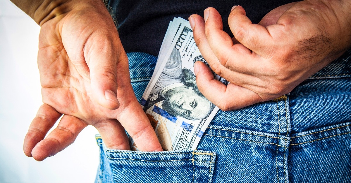 American dollars in back pocket