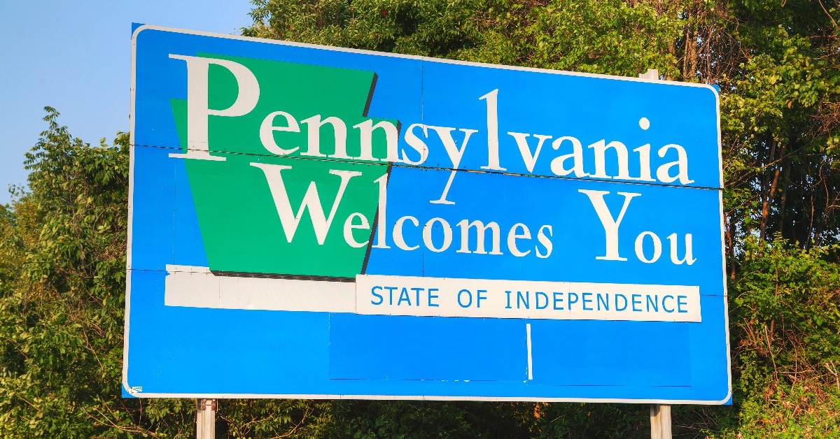 Pennsylvania Welcomes You road sign