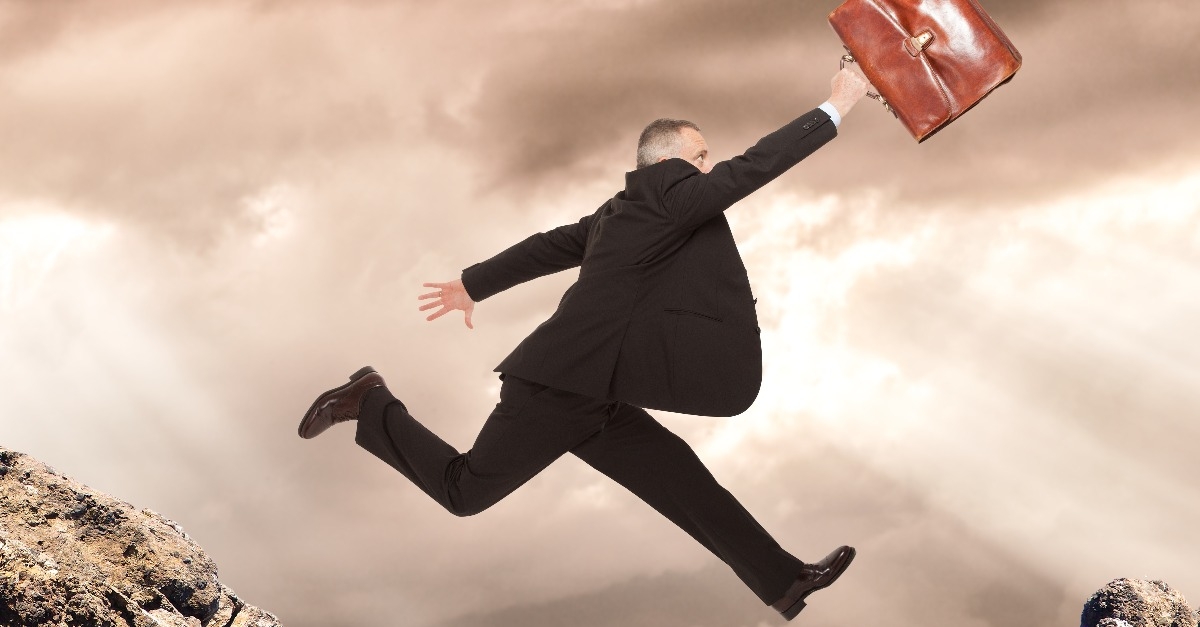 Jumping businessman