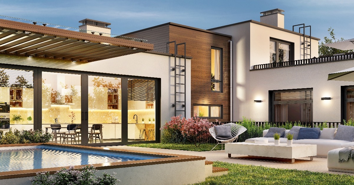 modern house with access to the terrace