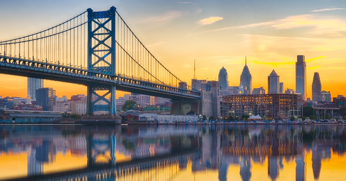 Philadelphia Sunset Skyline Refection