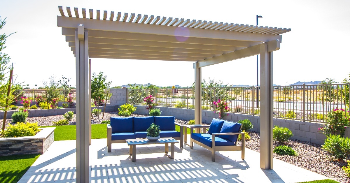 Rear Patio Pergola With Wooden Furniture