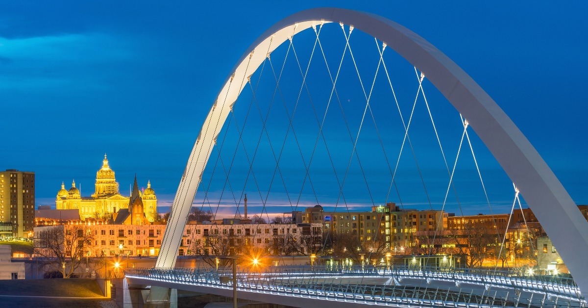 Des Moines Iowa skyline in USA