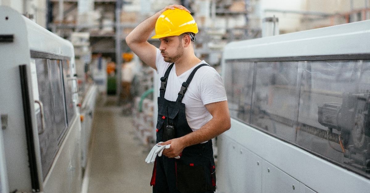 construction worker in factory made mistake