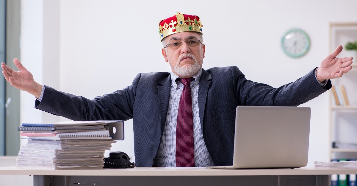 old king businessman employee at workplace