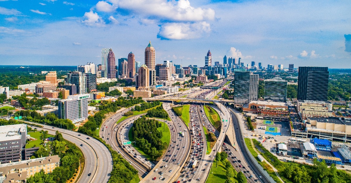 Atlanta Georgia USA Downtown Skyline Aerial