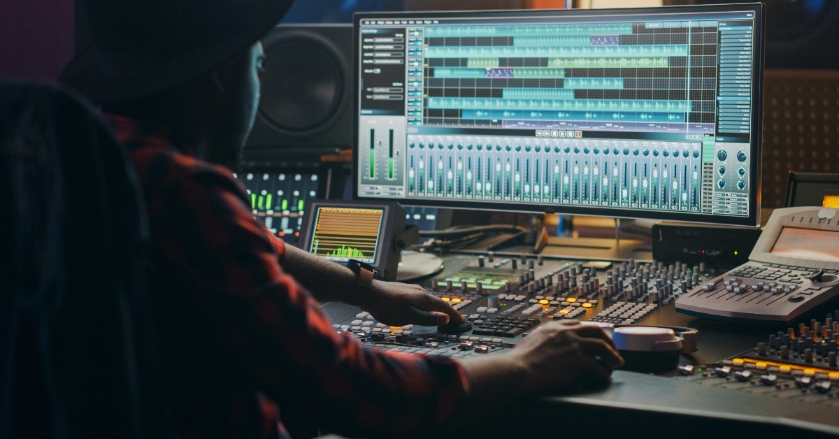 artist works in the music record studio
