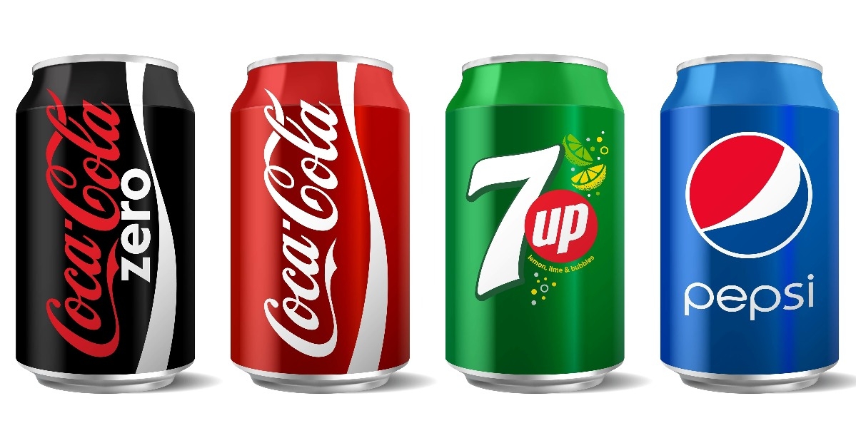 classic Coca-Cola, Pepsi and 7 up can