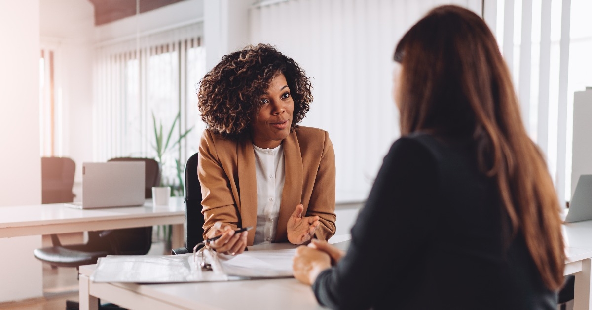 young woman doing a job interview 
