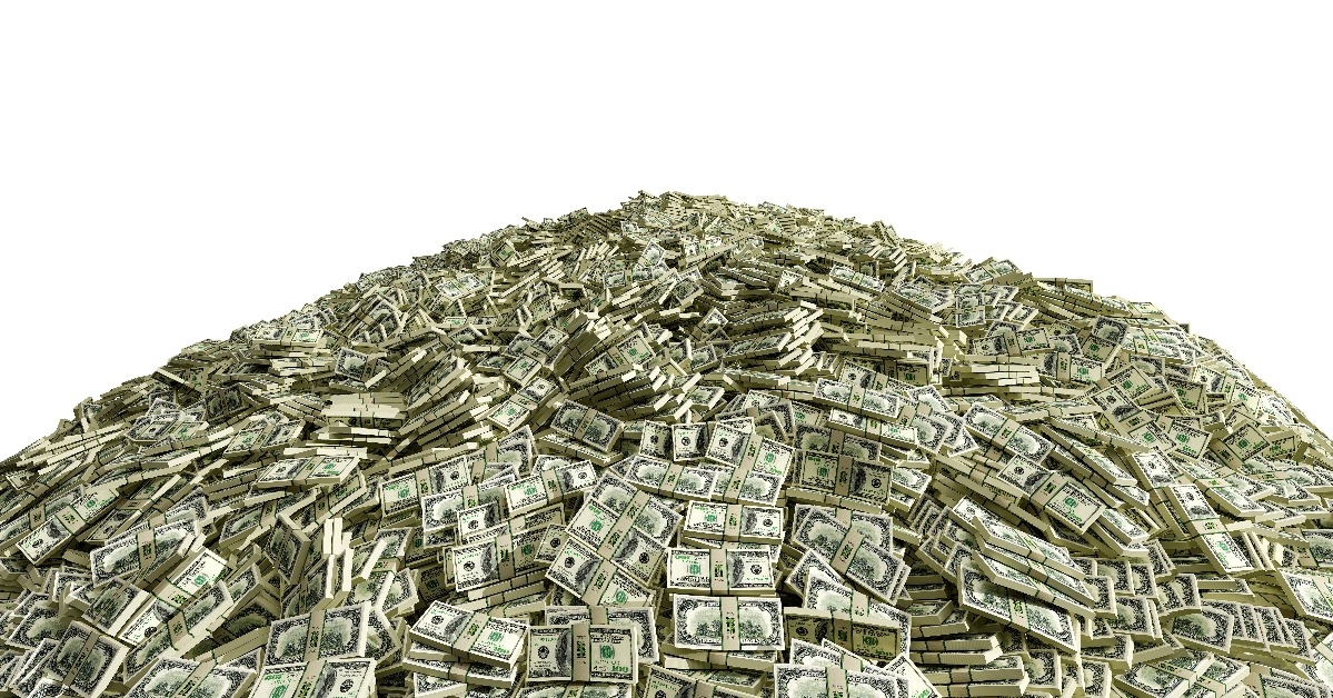 heap of money isolated on white 