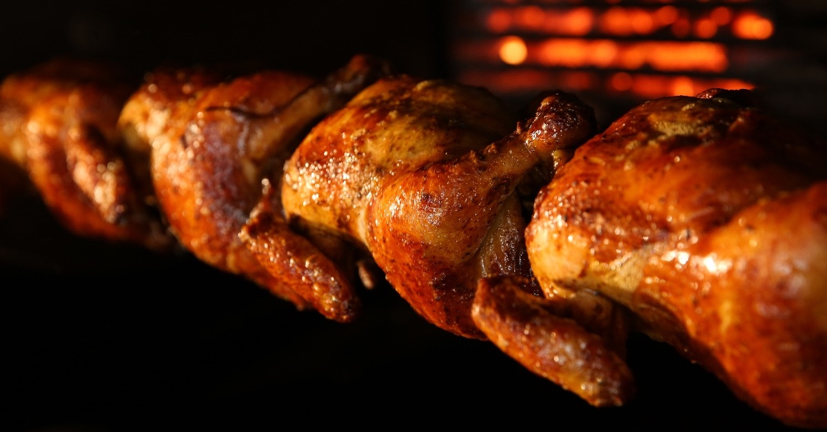 grilling whole chickens in rotisserie machine