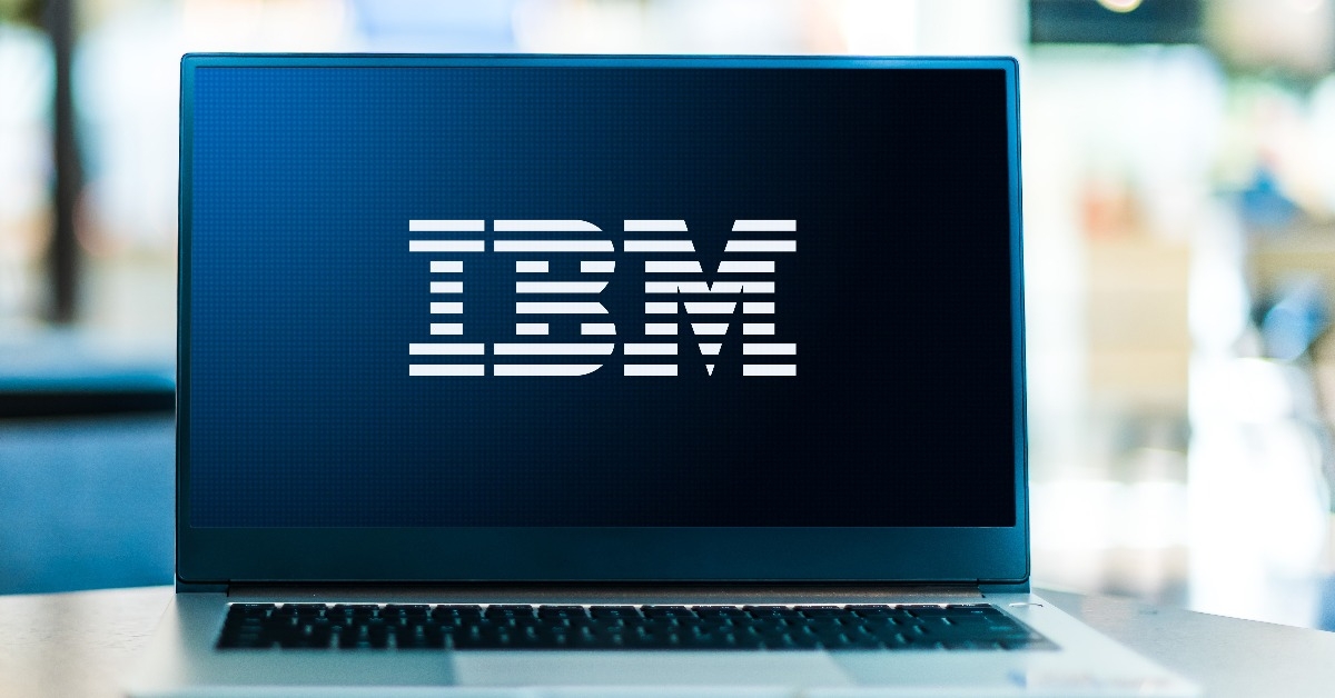 laptop computer displaying logo of IBM