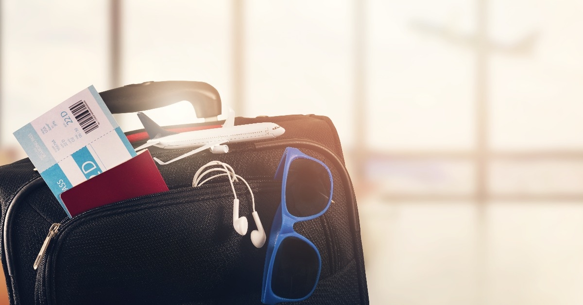 traveling luggage on airport terminal