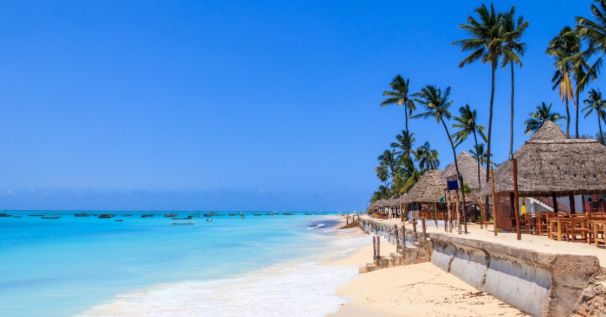 tropical sandy Nungwi beach on Zanzibar Tanzania