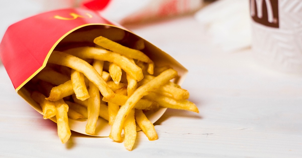 french fries McDonald's in a paper box 