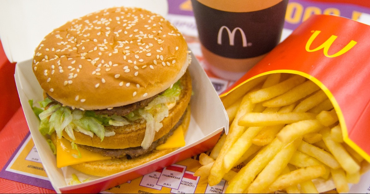 hamburger menu in McDonald's restaurant