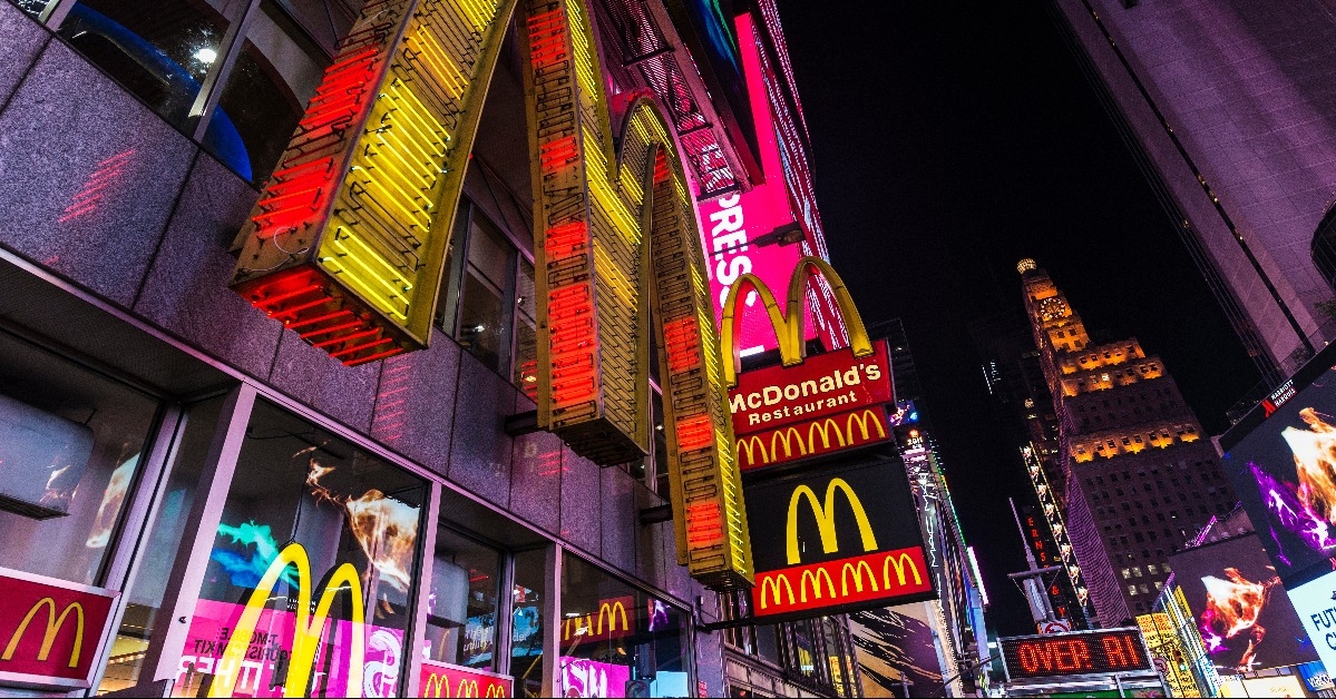 McDonald's fast food at night in New York City