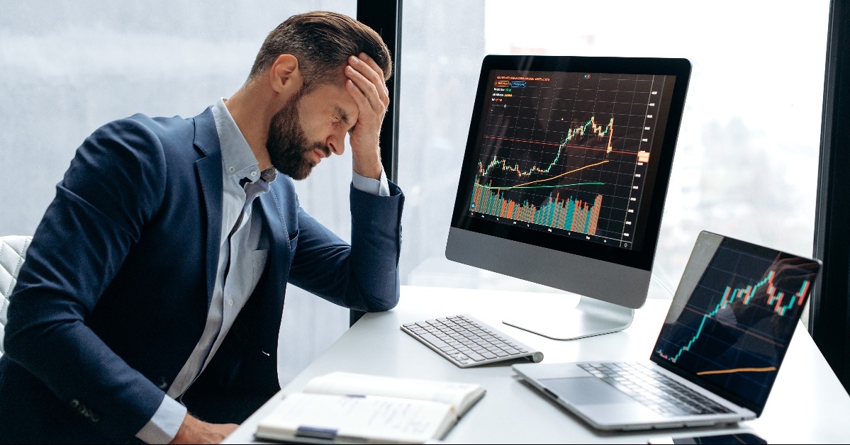 man nervous of cryptocurrency coin fall 