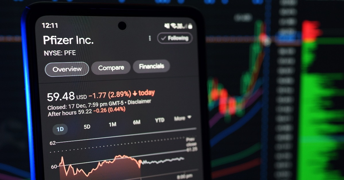 Pfizer Inc. stock index seen on display screen