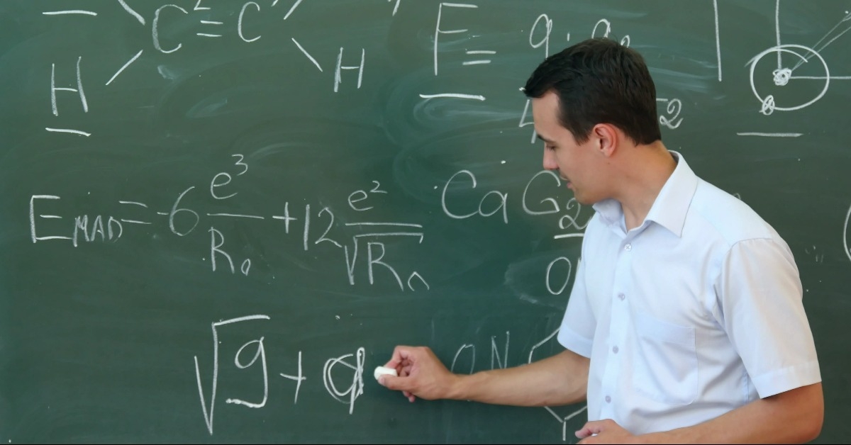 Chemistry teacher giving a lecture