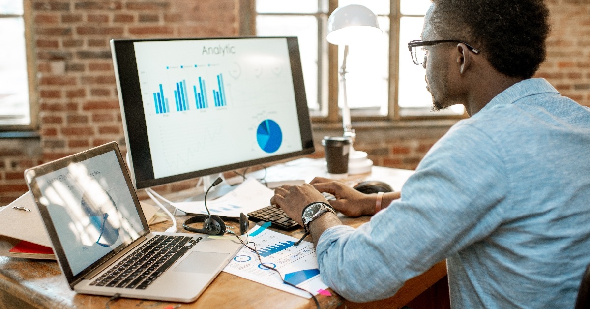 man working with analytics