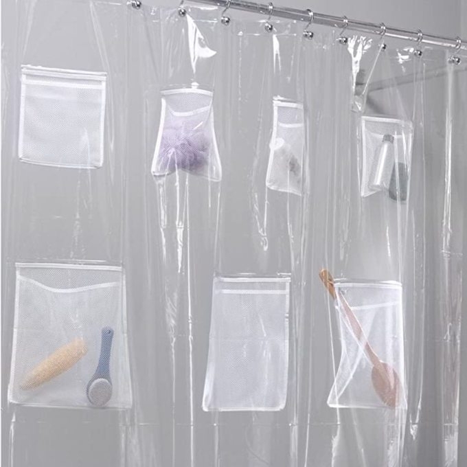 Shower Curtain Organizer with Pockets