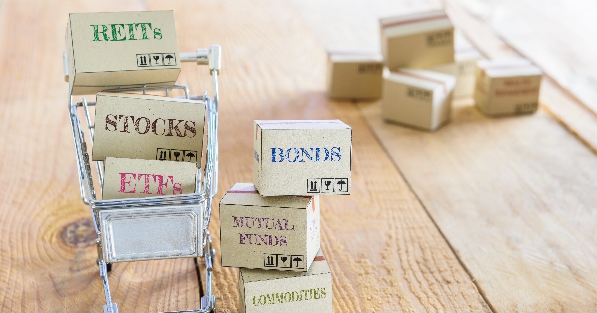 financial investment products in a shopping cart 
