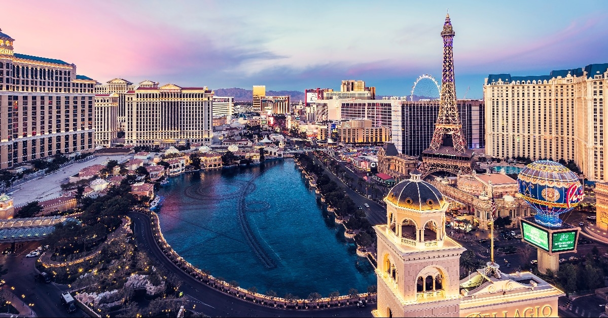 wide angle view of the Las Vegas strip