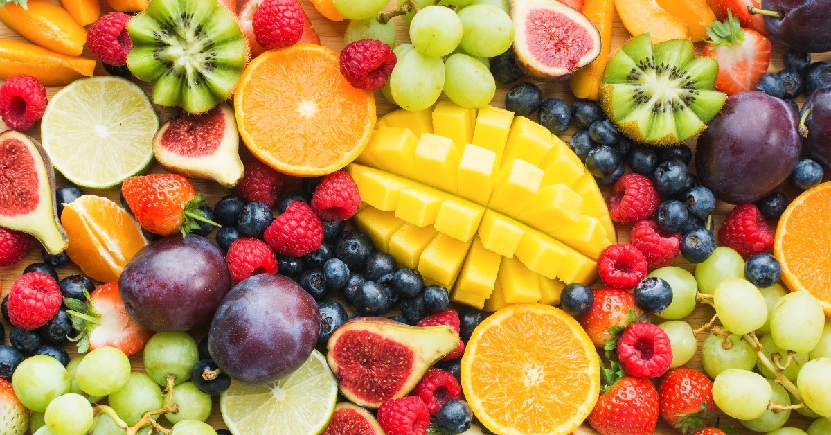 healthy raw fruits and berries