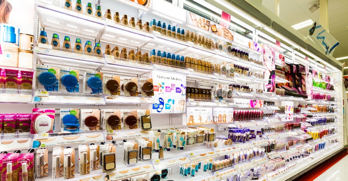 shelves with cosmetics in a Target store