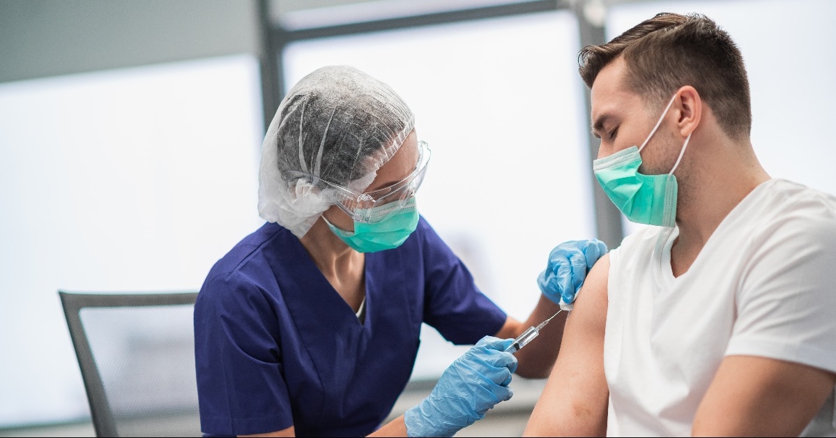 man came to the clinic to get vaccinated with a coronavirus vaccine