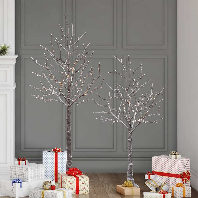 Set of two birch tree Christmas decor from Costco