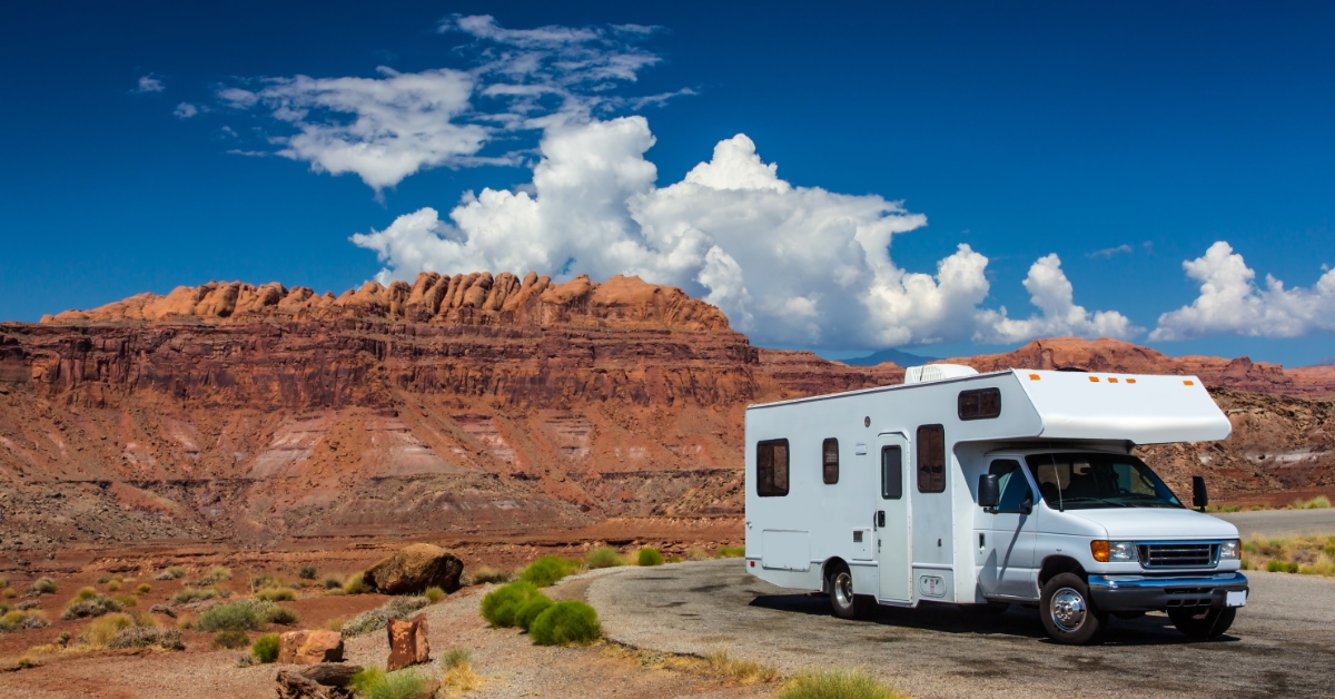 rv standing in the middle of canyonlands