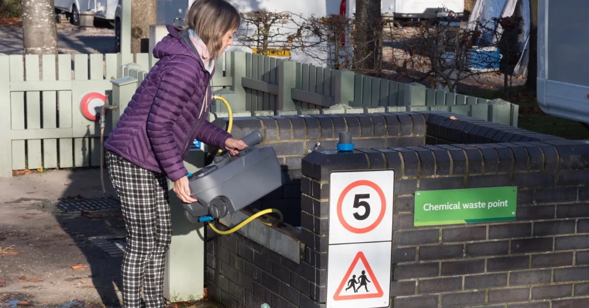 woman disposing chemical waste