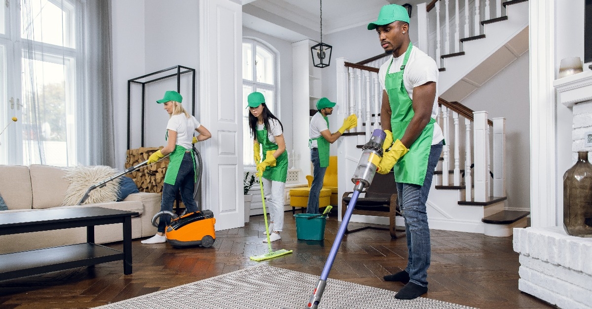 people cleaning client house