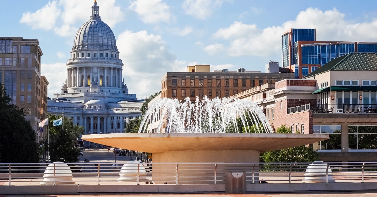 downtown Madison Wisconsin buildings with Capitol of Wisconsin