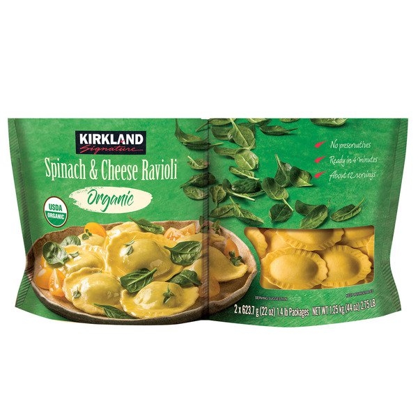 Kirkland Signature Organic Spin/Cheese Ravioli, 2 x 22 oz