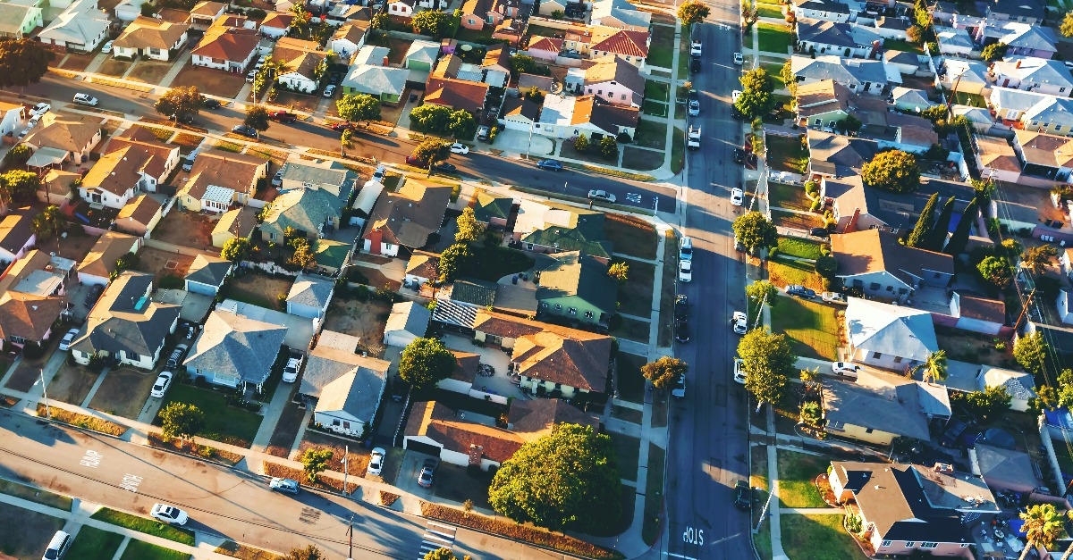 aerial view of of a residential neighborhood in Hawthorne in Los Angeles