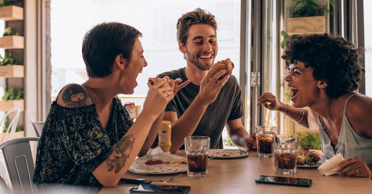 friends chilling out at a restaurant