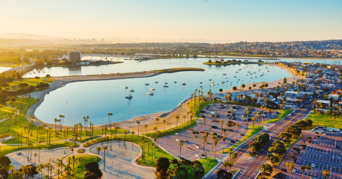 aerial view of mission valley in san diego california during day time